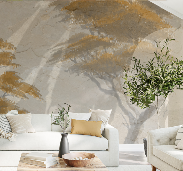 Mural pared salón elegantes siluetas de árboles - TenVinilo