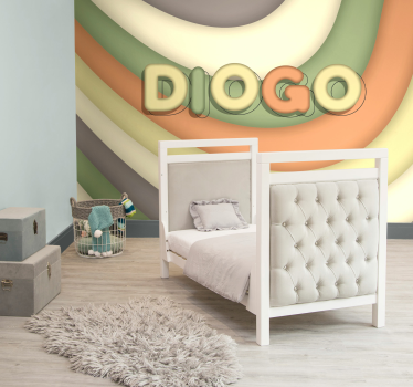 Mural de pared infantil rayas curvas con nombre - TenVinilo