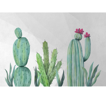 Fotomural naturaleza cactus diseño floral - TenVinilo