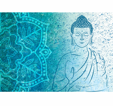 Papel pintado despacho mándala buda azul - TenVinilo