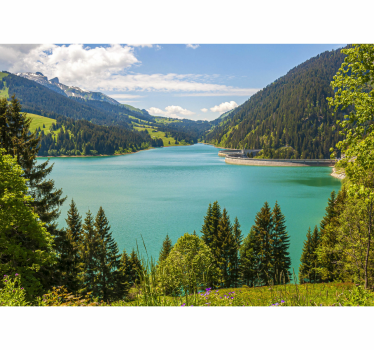 Fotomural montaña Montañas del río suiza - TenVinilo