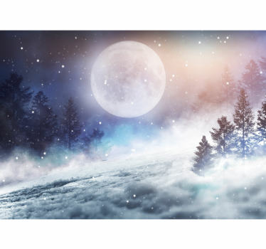 Papel pintado paisaje bosque fantasía con luna llena - TenVinilo