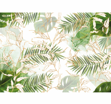 Papel pintado dormitorio hojas de palma elegantes - TenVinilo