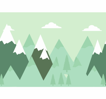 Papel pintado verde infantil montañas nevadas - TenVinilo