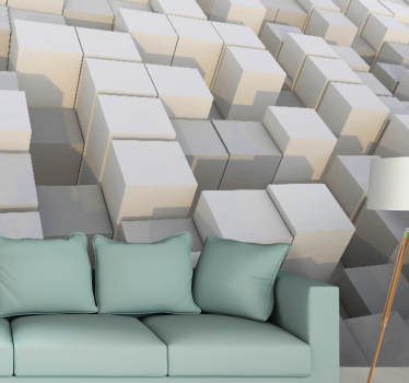 Foto mural 3d Cubos blancos minimalistas con bordes negros - TenVinilo