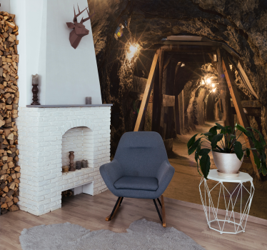 Papel pintado 3D tunel mina de oro - TenVinilo