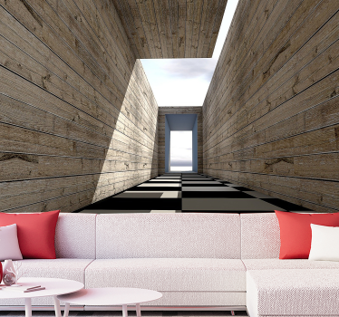 Papel pintado 3D túnel de madera - TenVinilo