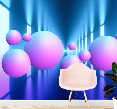 Papel pintado 3D pixerstick bolas flotantes - TenVinilo