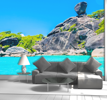 Foto mural 3d aguas paradisíacas con veleros - TenVinilo