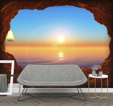 Papel pintado 3D atardecer en el mar - TenVinilo