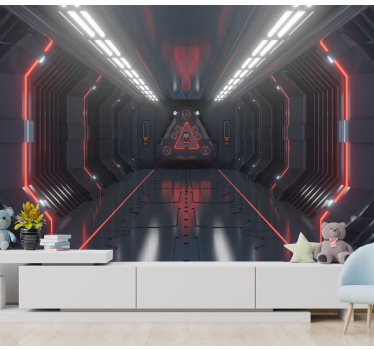 Fotomural 3d infantil de tunel nave espacial - TenVinilo