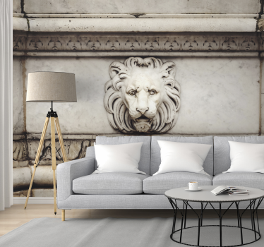 Papel pintado piedra 3D figura león - TenVinilo