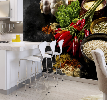 Papel pintado 3D de plantas para cocina - TenVinilo