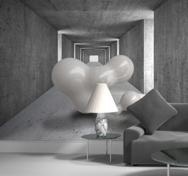 Papel pintado 3D túnel con bolas flotantes - TenVinilo