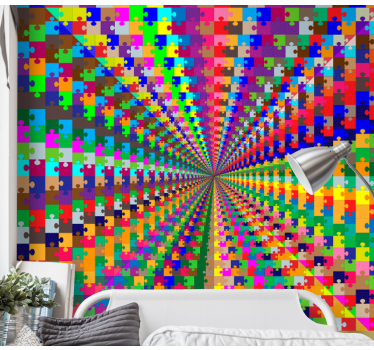 Papel pintado 3D explosión de rompecabezas - TenVinilo