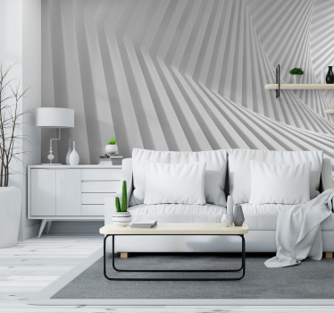 Papel pintado 3D geométrico blanco - TenVinilo