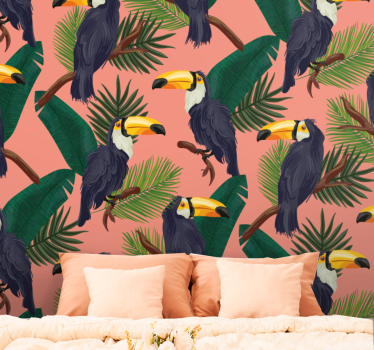 Fotomural animal diseño de tucanes tropicales - TenVinilo
