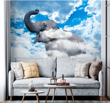 Fotomural animal elefante en nubes - TenVinilo