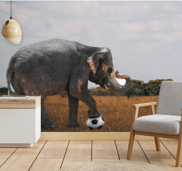 Fotomural animal elefante jugando al fútbol - TenVinilo