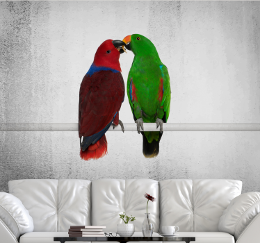 Fotomural animal interacción de loros coloridos - TenVinilo