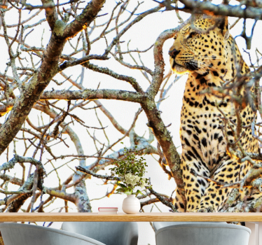 Fotomural animal leopardo entre ramas - TenVinilo