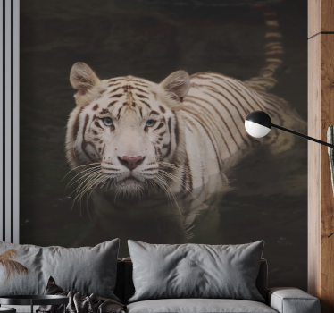 Fotomural animal mirada de tigre blanco - TenVinilo