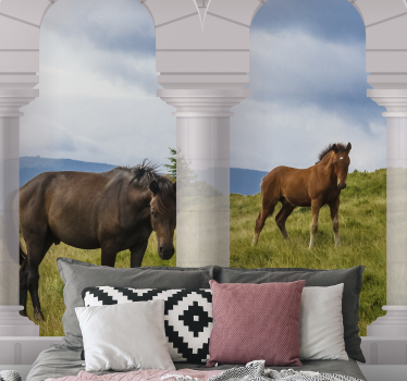 Fotomural animal vista de caballos majestuosos - TenVinilo