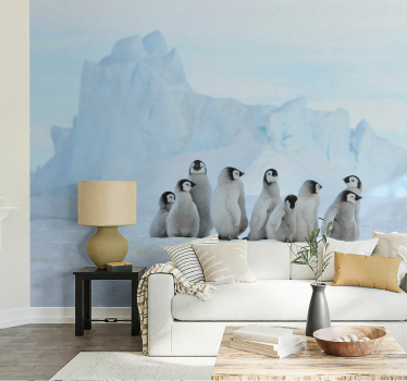 Mural animal pingüinos en la Antartida - TenVinilo