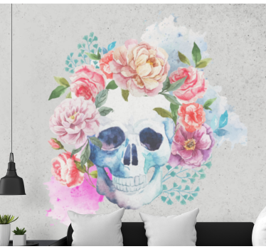 Fotomural animales arte floral de calaveras - TenVinilo