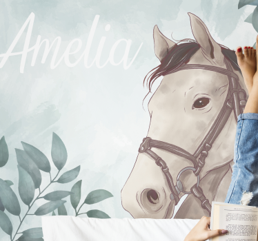 Fotomural animales caballo con nombre - TenVinilo