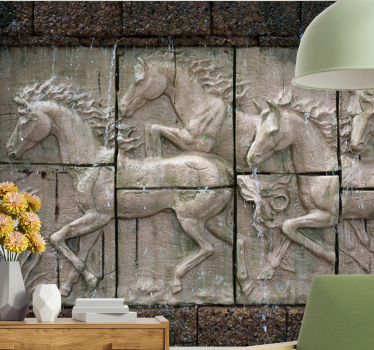 Fotomural animales caballos al galope relief - TenVinilo