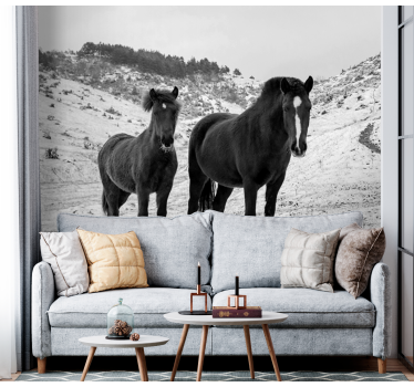 Fotomural animales caballos negros majestuosos - TenVinilo
