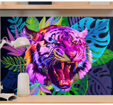 Fotomural animales cabeza de tigre colorido - TenVinilo