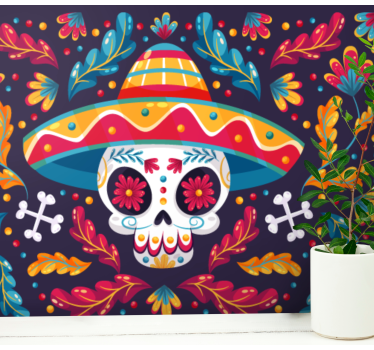 Fotomural animales calavera de azúcar colorida - TenVinilo
