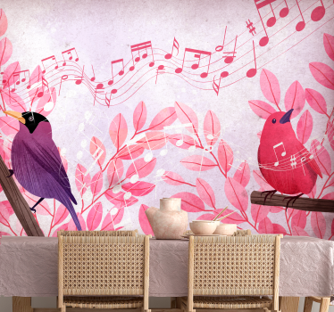 Fotomural animales cantando aves musicales - TenVinilo