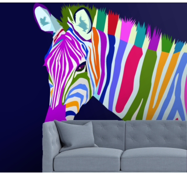 Fotomural animales cebra multicolor - TenVinilo