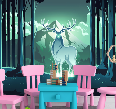 Fotomural animales ciervo majestuoso en el bosque - TenVinilo