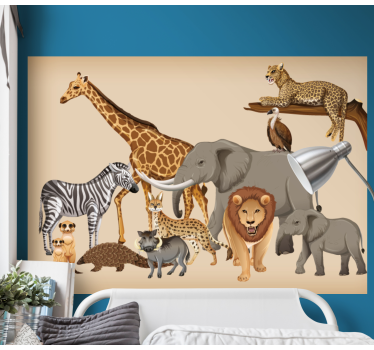 Fotomural animales colección de vida silvestre de la sabana - TenVinilo