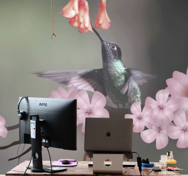 Fotomural animales colibríes y flores - TenVinilo