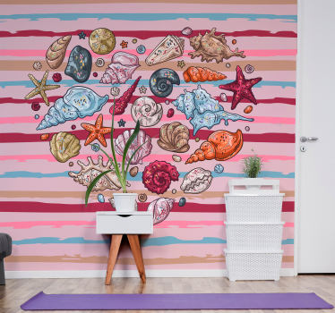 Mural de pared infantil conchas vida marina - TenVinilo