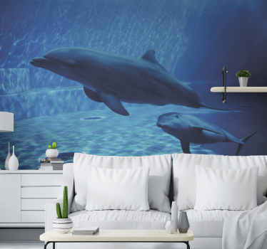Fotomural animales delfines nadando juntos - TenVinilo