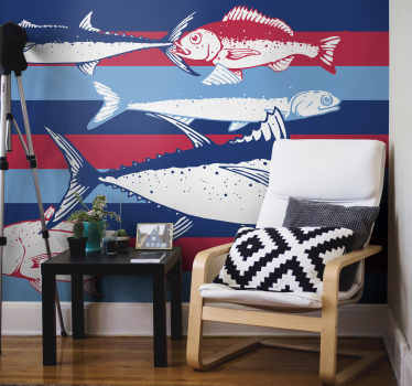 Fotomural animales diseño de peces - TenVinilo