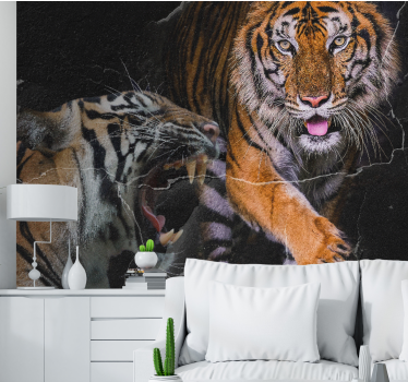 Fotomural animales encuentro con el tigre majestuoso - TenVinilo