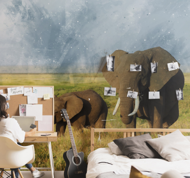 Fotomural animales encuentro con majestuosos elefantes - TenVinilo