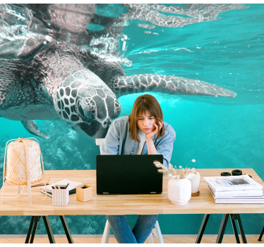 Fotomural animales encuentro sereno con tortugas - TenVinilo