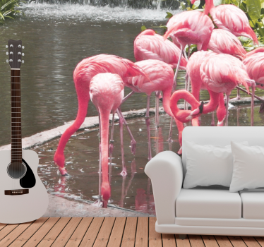 Fotomural animales ensamblaje de flamencos - TenVinilo