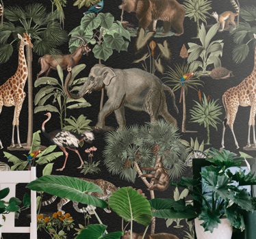 Fotomural animales escena de selva salvaje - TenVinilo