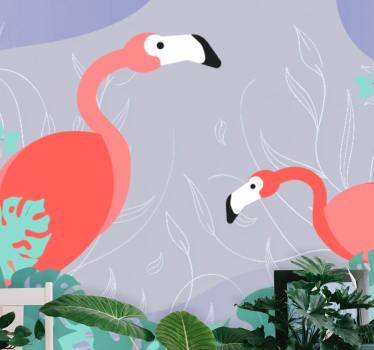 Fotomural animales familia de flamencos - TenVinilo
