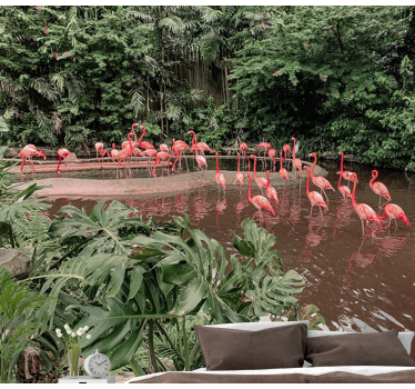 Fotomural animales flamencos junto al agua - TenVinilo