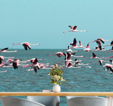 Fotomural animales flamencos sobre el agua - TenVinilo